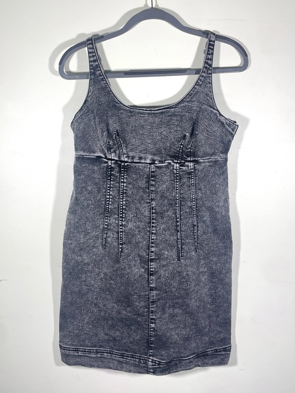No Boundaries Acid Wash Denim Bodycon Mini Dress y2k